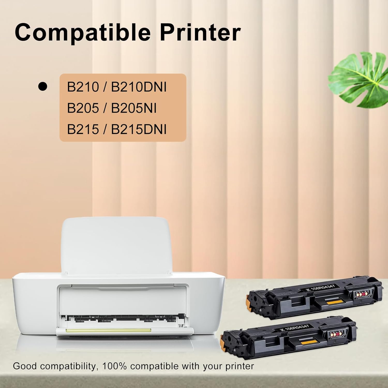 B205 B210 B215 Compatible for Xerox B205/ B210/ B215 Toner Cartridge Replacement for 106R04347 106R04346, Compatible for Xerox B205NI B210DNI B215DNI Printers (Black, 2-Pack)