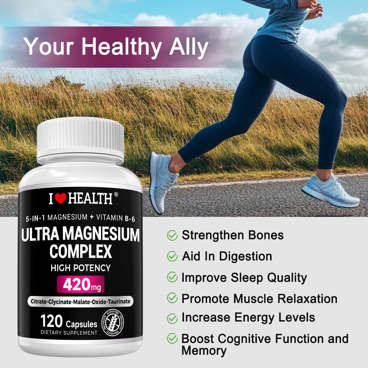 Magnesium Glycinate Complex 420mg with Vitamin B6 – High Absorption Magnesium for Sleep, Muscle & Nerve Support – Made in USA | Eurofins 3rd-Party Tested – Vegan, Non-GMO – 120 Capsules - Image 7