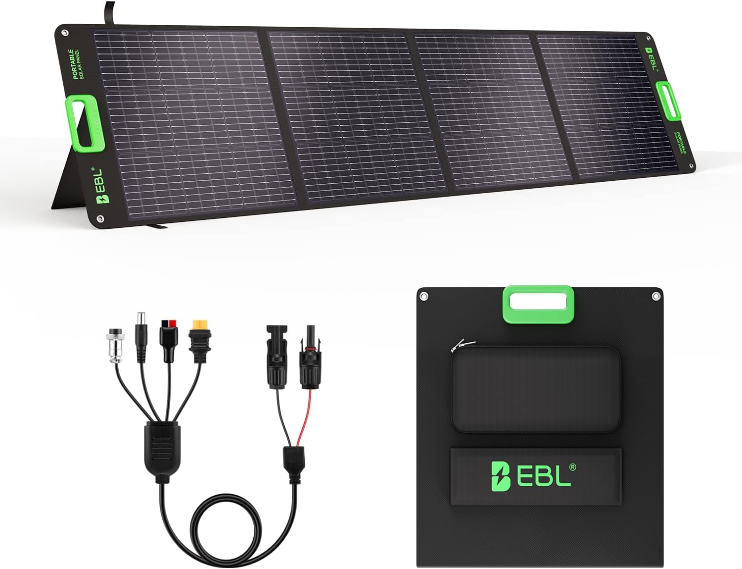 EBL 200W Transportable Photo voltaic Panel for Energy Station, Foldable Photo voltaic Charger w/ 4 Kickstands, IP65 Waterproof Photo voltaic Panel Package w/DC XT60 Anderson Aviation Output for Out of doors RV Camper Blackout