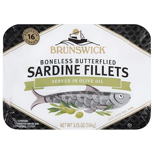 Miniatura 7 de Brunswick - Sardinas en aceite de oliva, lata de 106 g - Filetes de sardina sin huesos estilo mariposa - Capturadas en la naturaleza - 17 g de