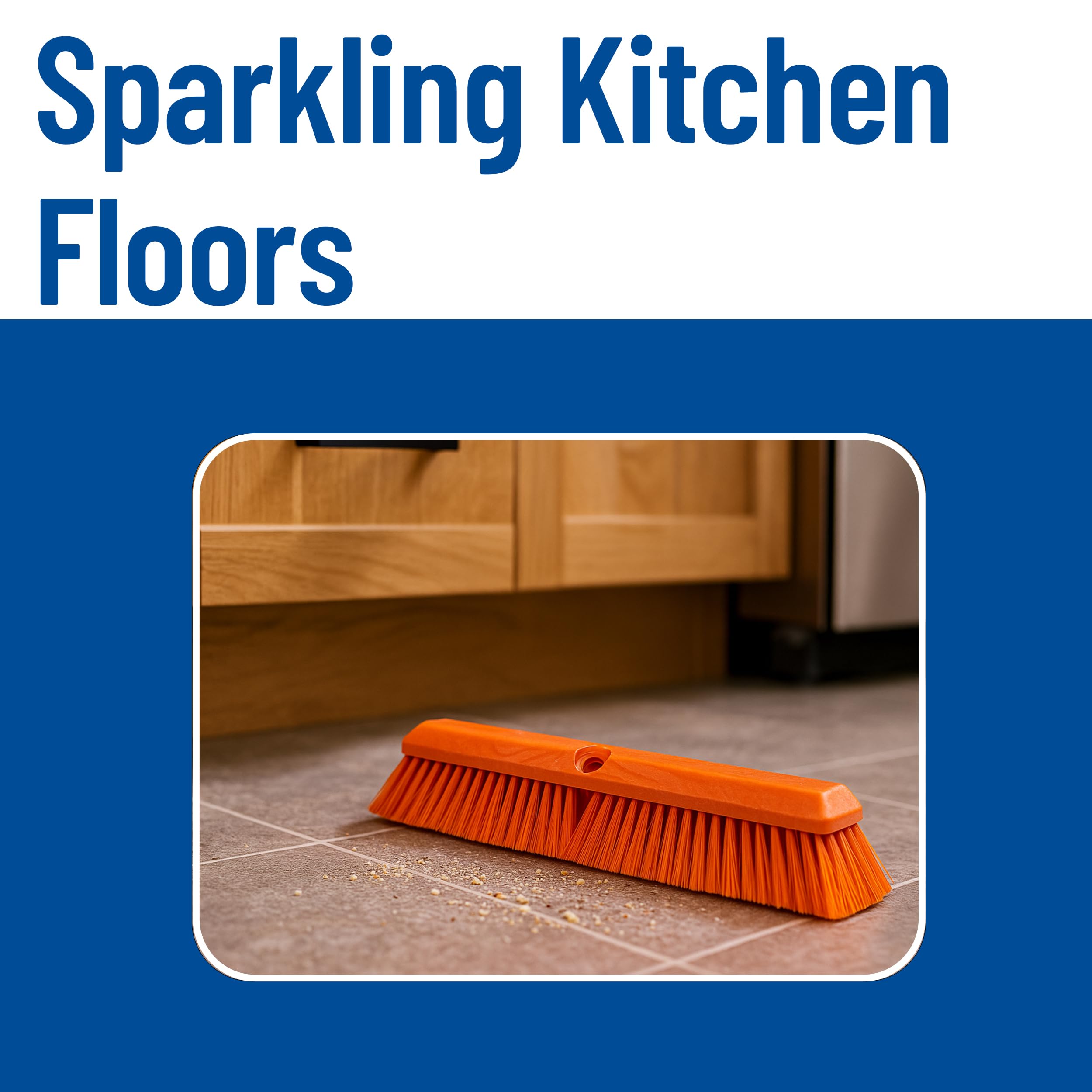 SPARTA Omni Sweep - Scopa a spinta in plastica, resistente, con sistema di codice colore, per esterni, interni, garage, cemento, patio, cucina, bagno, 45 cm, arancione