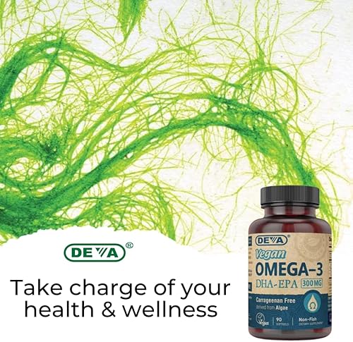 Miniatura 9 de Deva Suplemento vegano Omega-3 DHA  Cápsulas blandas una vez al día 200 mg  Sin carragenano  Sin gelatina  Sin pescado  Aceite de algas ácidos