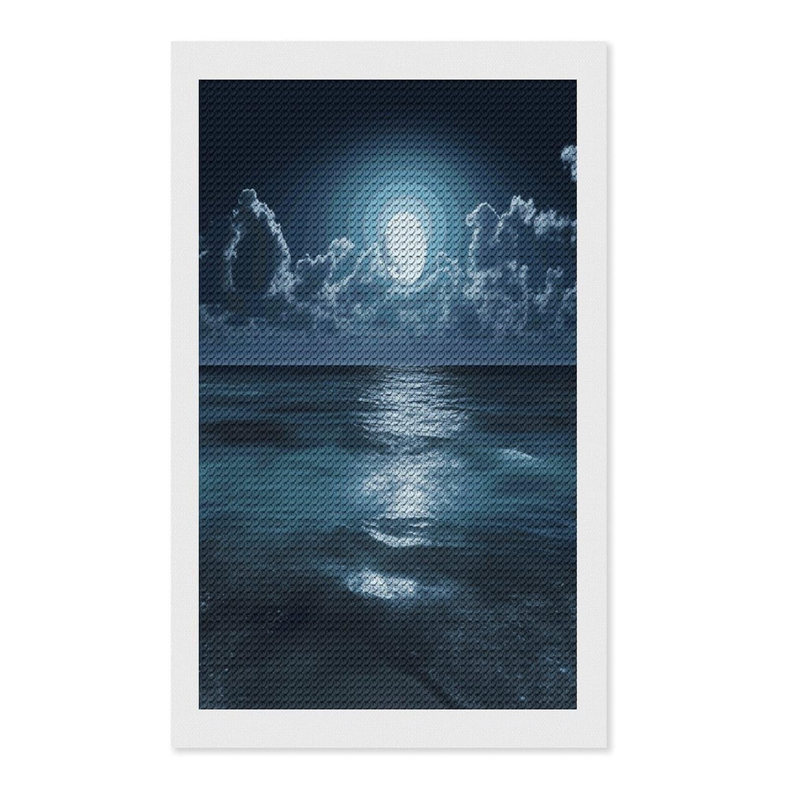 FekiLoot Sea and Moon Diamond Art Kits for Adults Diamond Painting Kits for Beginners DIY Diamond Art Kits Round Full Drill Diamond Dot Gem Painting for Home Wall Decor Gift 12"x20"