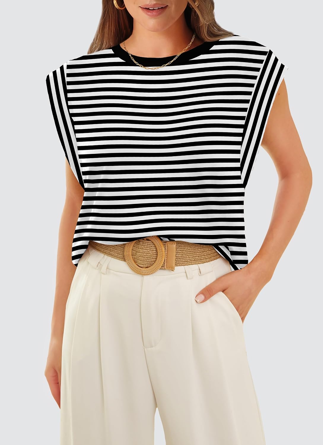 WIHOLL Cap Sleeve Tops for Women Summer Top Basic Tee Shirts Business Casual Tank Loose Fit 2026 Fashion image 4