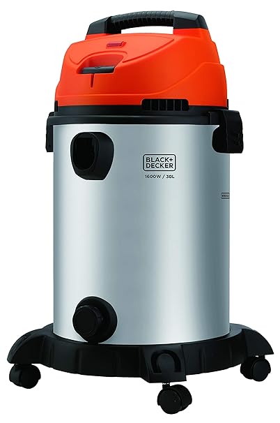 BLACK+DECKER WDBDS30 High Suction Wet & Dry Stainless Steel Vacuum Cleaner & Blower With HEPA Filter & Reusable Dustbag, Efficient In Cleaning Wet & Dry Spillage/Waste, 30-Litre 1600 Watt 16 KPa