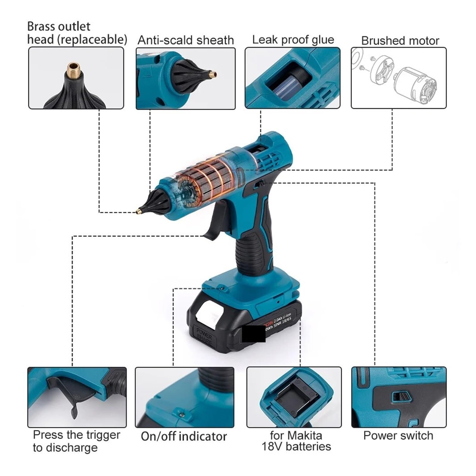 Pistolet do klejenia na gorąco, Bezprzewodowy Pistolet Do Gorącego Silikonu O Mocy 500 W I Elektryczny Klej(No Battery)