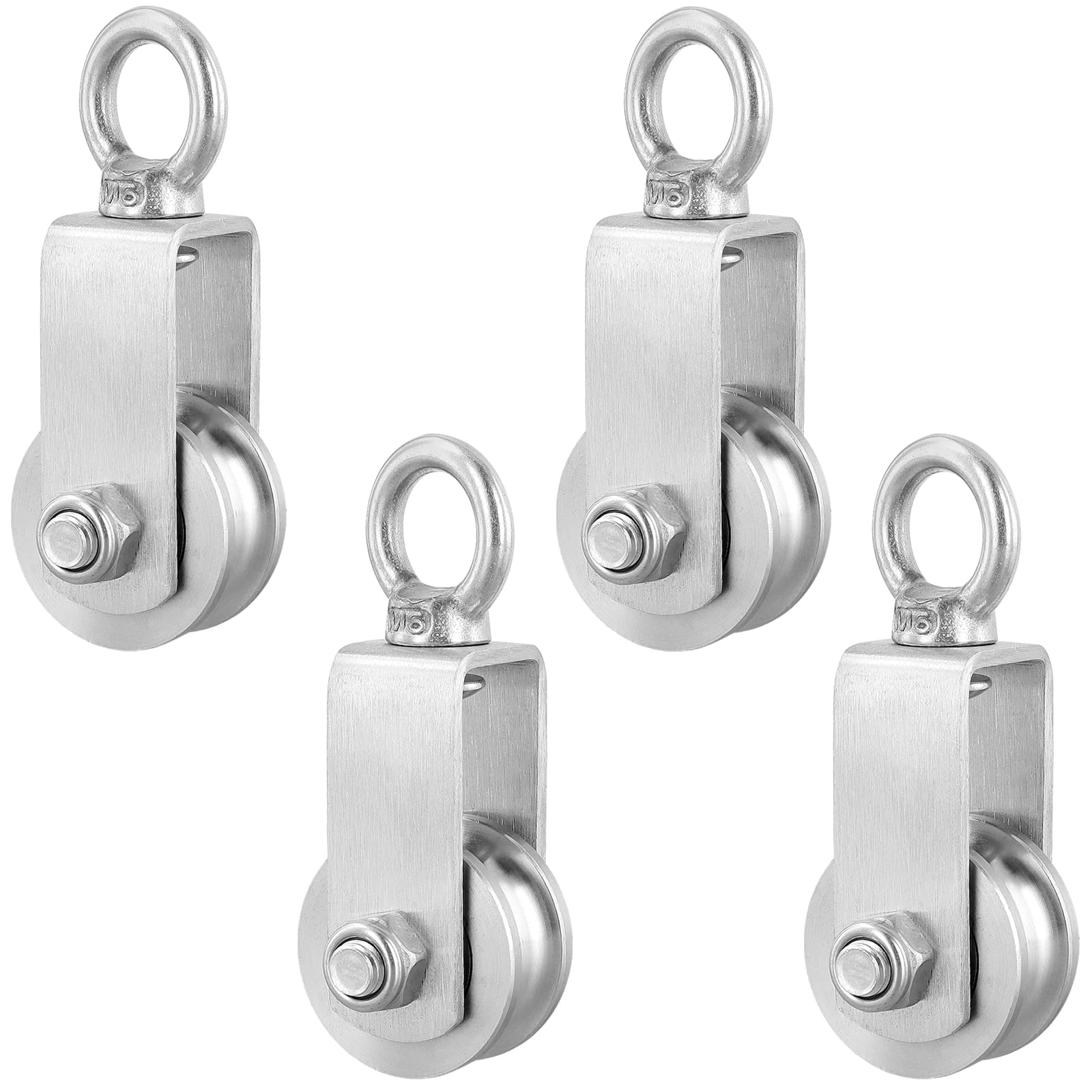 4 poleas de 35 mm para cuerdas, polea de acero inoxidable con 2 rodamientos de bolas, polea de fitness de acero inoxidable, polea M35 para cable de acero, capacidad de carga 250 kg
