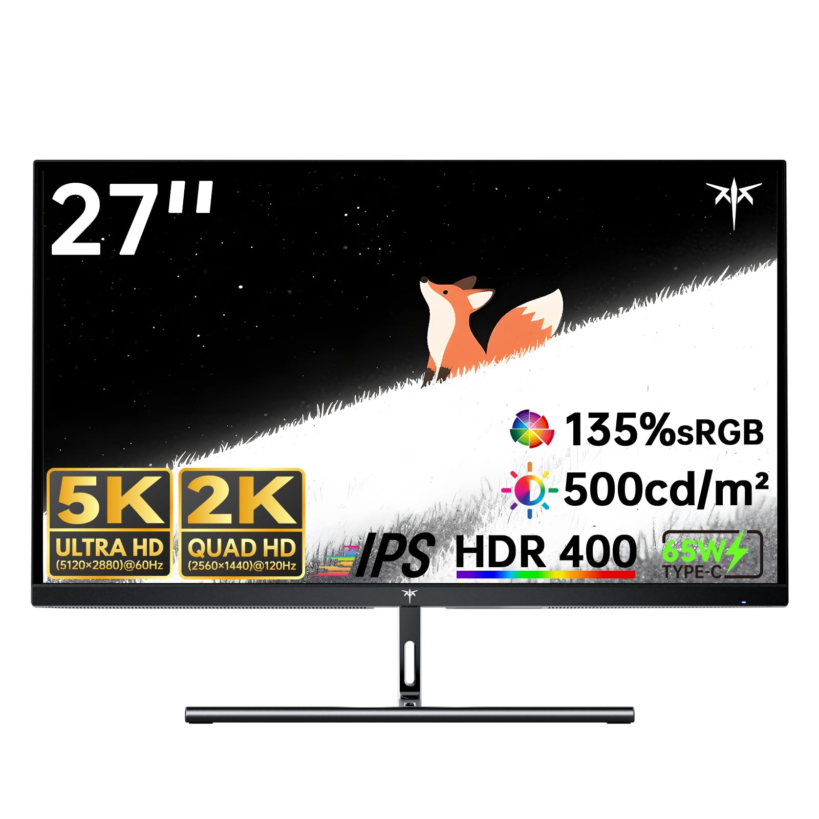KTC Monitor 5K 27 Pulgadas | Modo Dual 5K (5120x2880) @60Hz / 2K@160Hz | 99% DCI-P3, 100% sRGB, ΔE＜2 | 1 x USB C de función Completa, 2 x USB A 3.0 | HDR400 | Compatible con Mac Mini