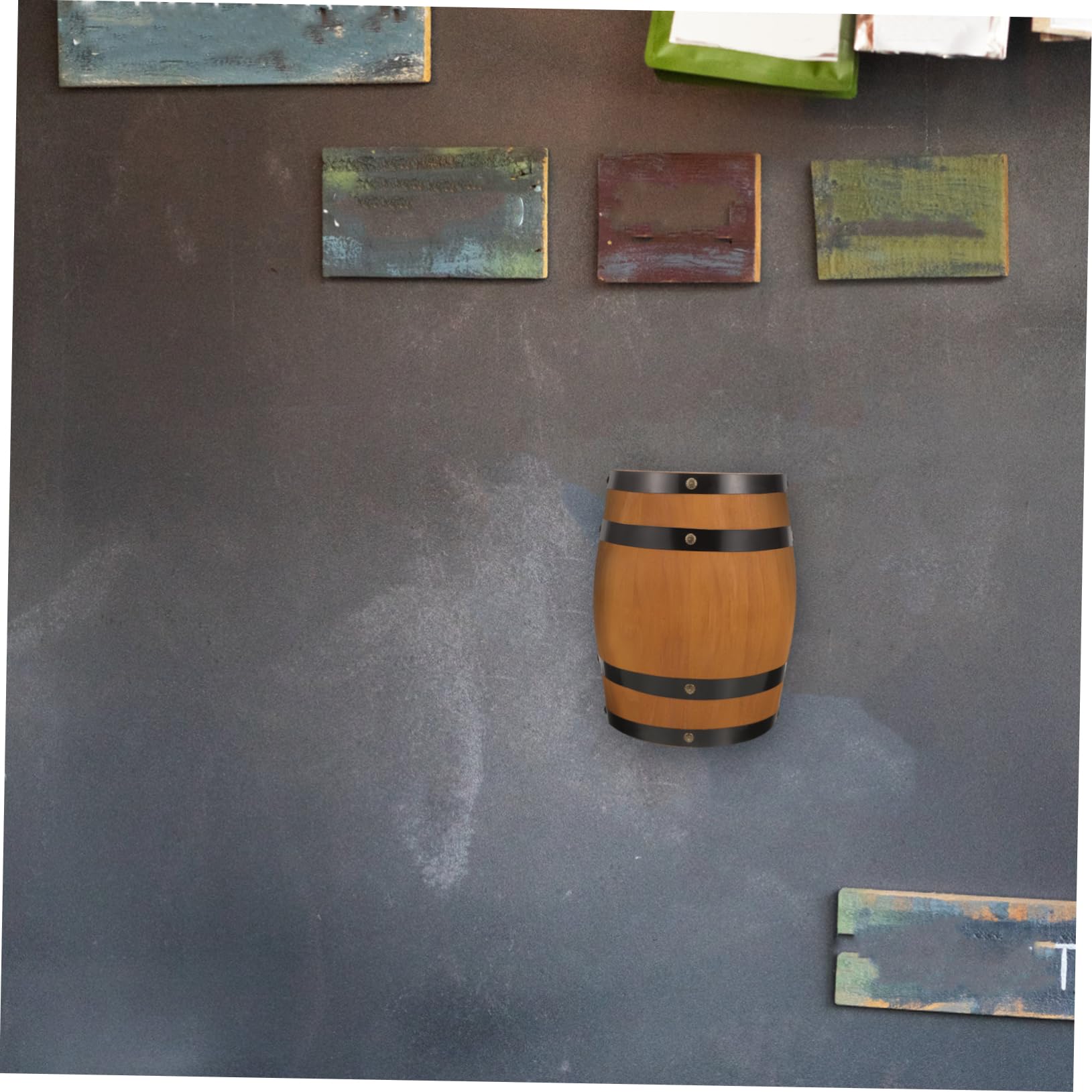 KICHOUSE Sturdy Oak Wood Barrel Craft Wine Barrel Artistic Adornment Retro Decor for Bar Landscape