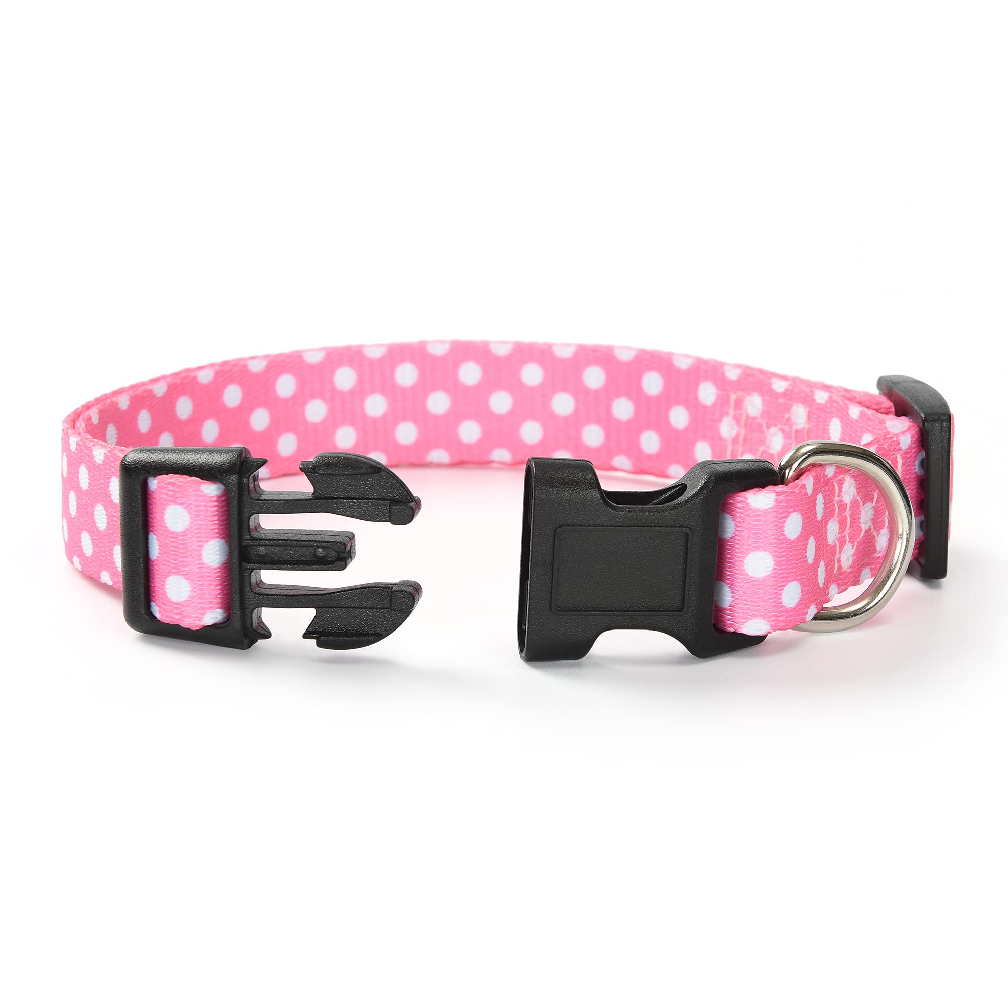 Mile High Life Collare Cane in Nylon Catarifrangente Fascia in Cuoio Taglia (M, Rosa)