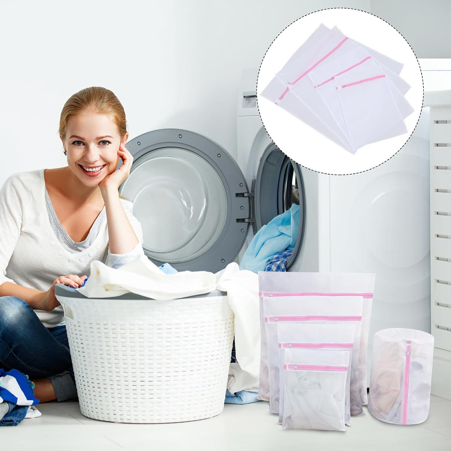 4pcs Mesh Laundry Bags for Washing Delicates, Nylon Bra Pouch Set