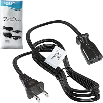 HQRP Power Cord for Zojirushi Rice Cooker, West Bend Wok 79525 79115 79125P 79625 79825T 80006, West Bend Slow Cooker 84114 84124 Replacement 2pin Cord with 1/2 Inch pin Spacing, Black, 3ft Long Cable