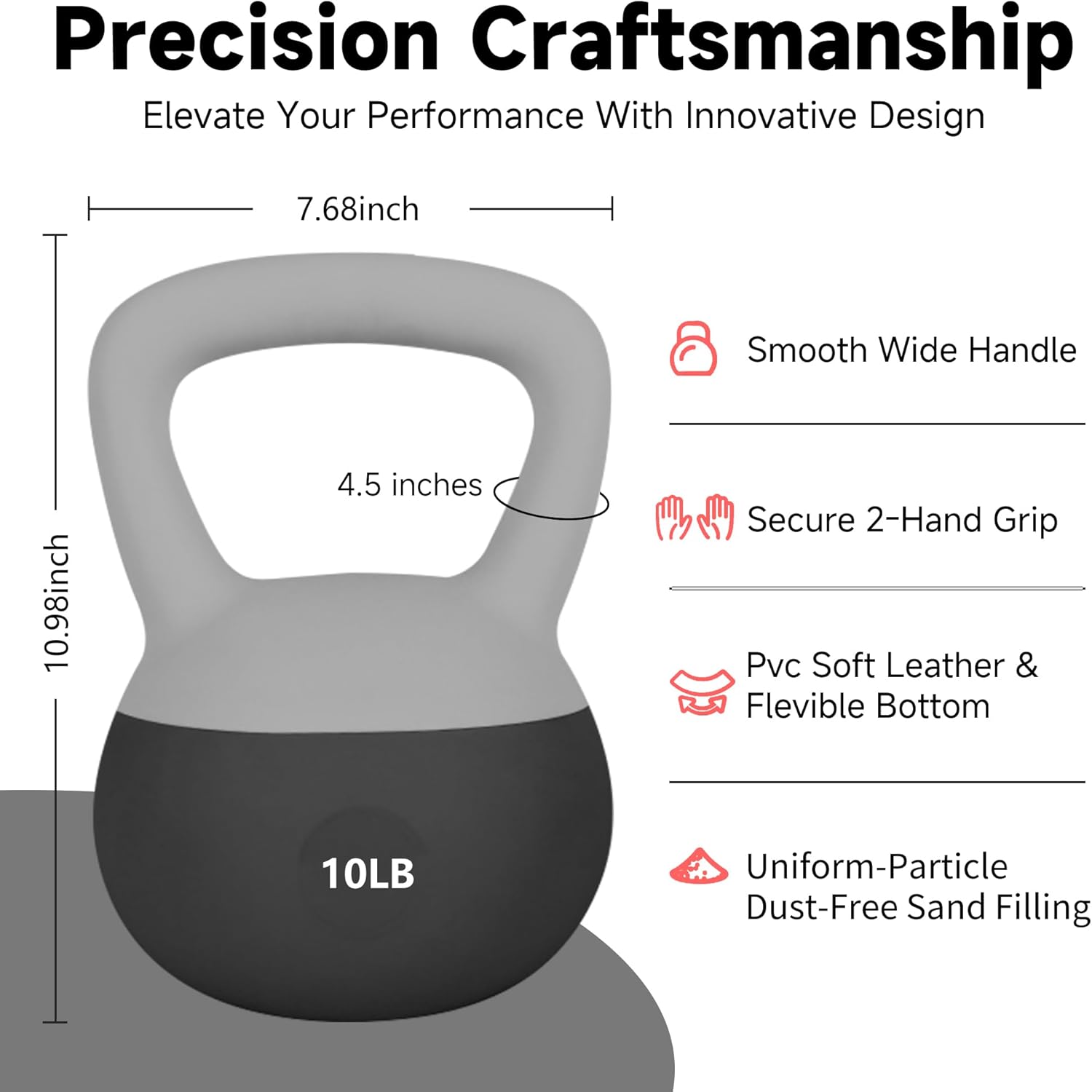 Leikefitness Soft Kettlebells,Sand Filled Weights for Women and Men,Color Coded Anti Slip Soft Kettlebells,Home workout