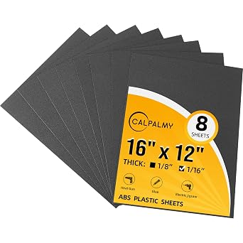 CALPALMY 8-Pack Black ABS Plastic Sheet 1/16 Inch Thick, 12" x 16"x 0.06" ABS Moldable Plastic Sheet, Flexible Than Acrylic and Plexiglass, DIY Plastic Sheets for Crafts, Decors Textured & Matte