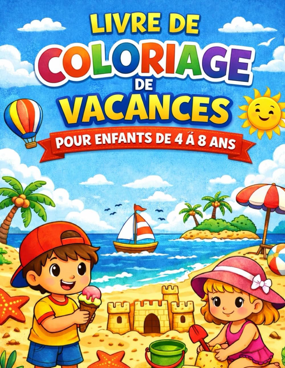 Livre de Coloriage de Vacances pour Enfants de 4 à 8 Ans: Moments Heureux de Vacances à Colorier