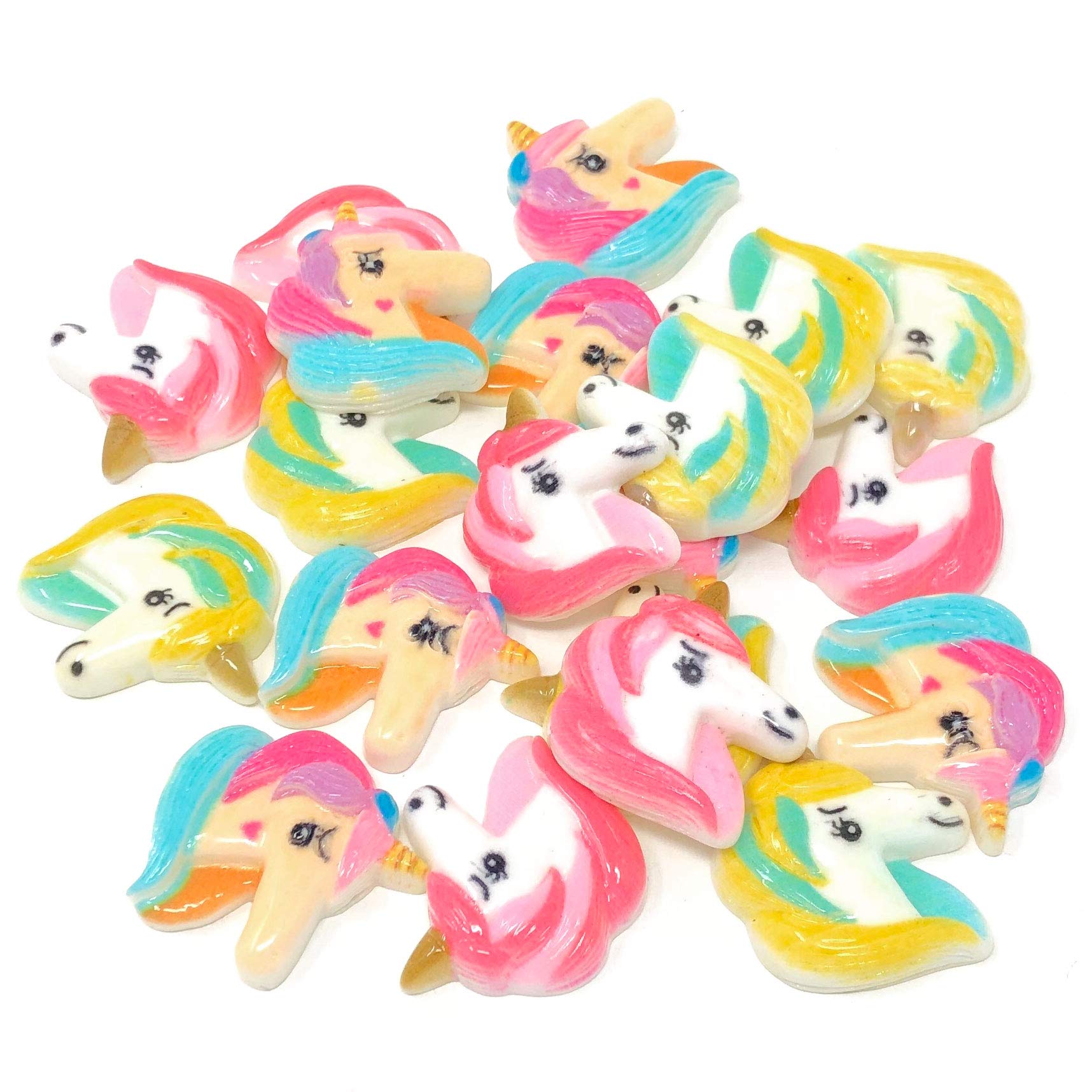 Special Touches Multicolor 20 Mix 20Mm Unicorn Head Flatbacks Multi Pack Of Shabby Chic Plastic Flatbacks Craft Cardmaking Embellishments