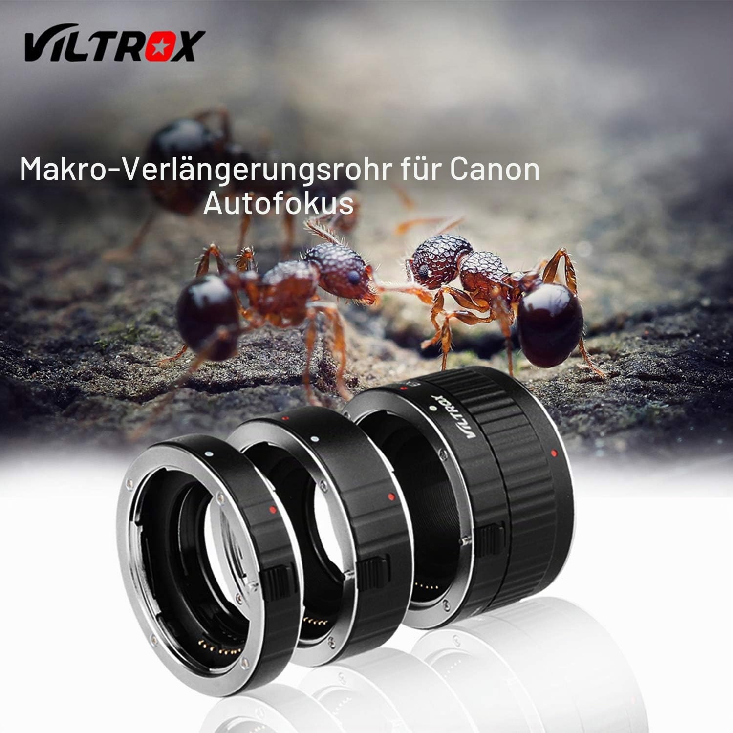 Viltrox DG-C Zwischenringe Autofokus AF Makro Verlängerungsring-Set 36mm+20mm+12mm für Canon EF&EF-S Objektiv DSLR Kamera 760D 700D 80D 70D 5DII 5DIII 1300D 1500D