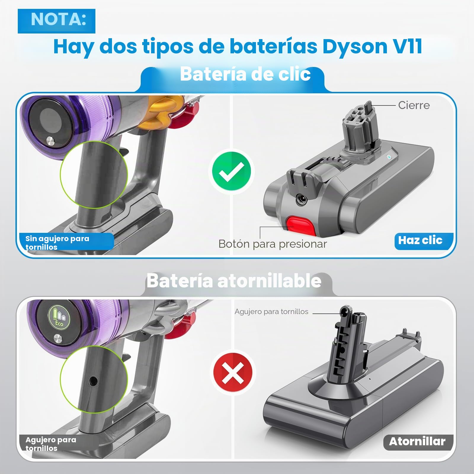 3900mAh Batería con clic V11 para Dy Batería SV15, ASUNCELL Batería de repuesto para V11 Torque Drive Outsize Absolute Extra V15 Detect Absolute Extra SV15 SV16 SV22 Aspiradoras