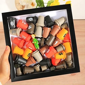 Muzilife Shadow Box Picture Frame with Linen Board Deep Wood Glass Display Case Ready to Hang Memory Box Baby Sports Memorabilia, Pins, Awards, Medals, Wedding, Tickets and Photos (Walnut, 3Pcs 8x8)