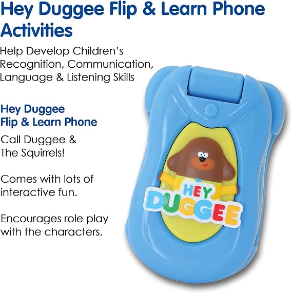 Hey Duggee HD20 Flip & Learn Toy Phone for Kids-Helps Child Development, Learning, Problem Solving, Communication, Hand-Eye Coordination and Motor Skills, 18+ Months, Light Beige