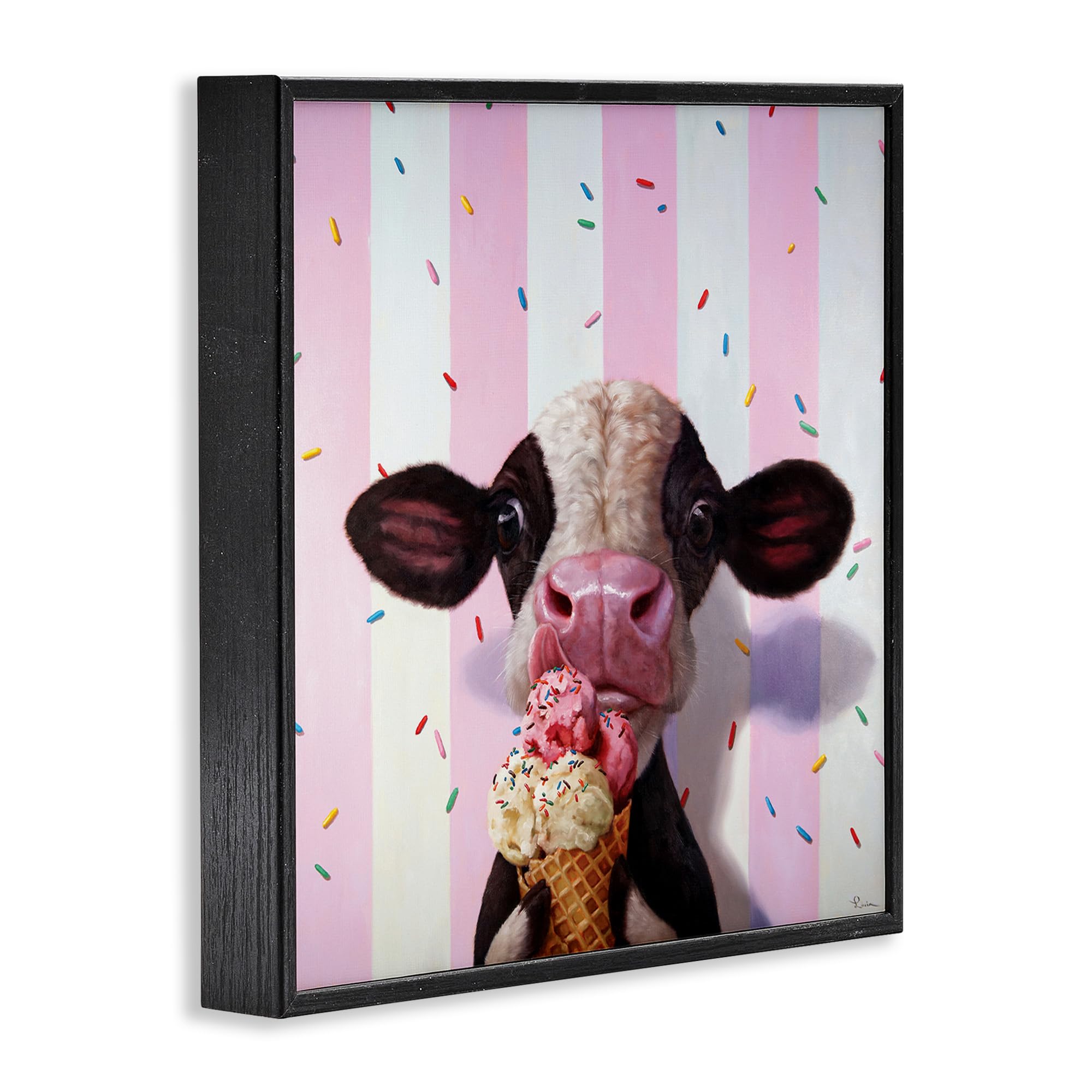 Stupell Industries Baby Cow With Ice Cream Cone Canvas Wall Art - 30x30 Inch Ready-to-Hang Decor - View #13