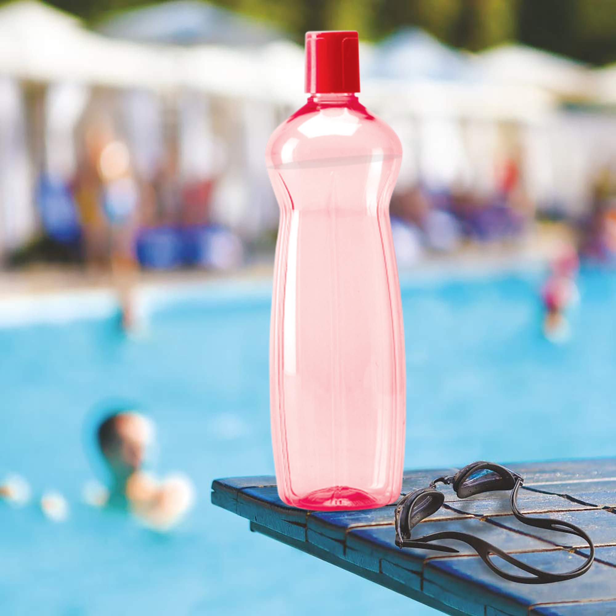 Milton Pacific 1000 Haustier-Trinkflaschen je 1 Liter | 6er Set | Rot | BPA-frei | auslaufsicher | Büroflasche | Fitnessflasche | Zuhause | Küche | Reiseflasche | Wandern | Trekkingflasche |