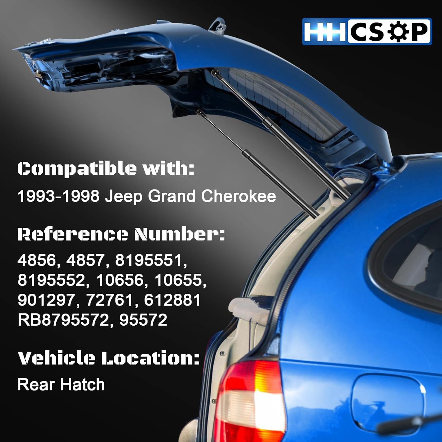HHCSOP Rear Hatch Struts Lift Supports Shock for Jeep Grand Cherokee 1993 1994 1995 1996 1997 1998, Tailgate Liftgate Gas Spring OEM# ‎4856 4857