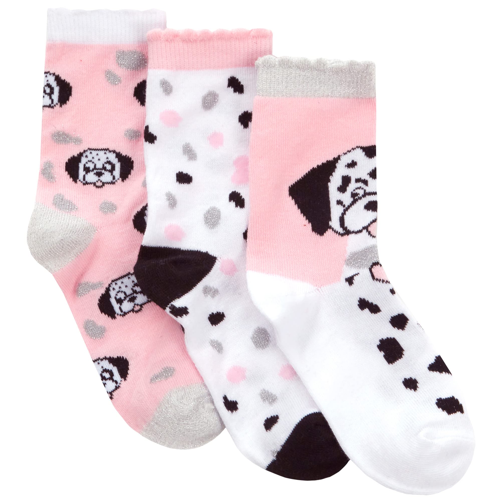 Metzuyan Girls Dog - 3 Pairs Kids Cotton Rich Crew Funky Everyday Bright Colourful Rainbow Stars Socks Dog Uk 6-8.5