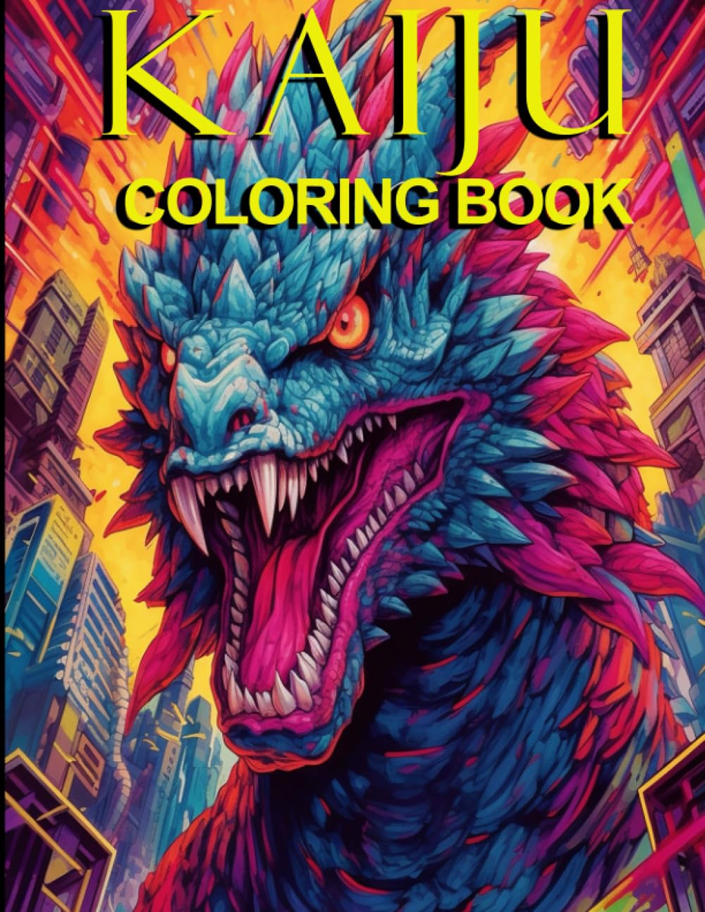 Kaiju: A Monster Sized Coloring Book: Coloring Book for Adults Featuring Grayscale Illustrations of Scary and Terrifying Monsters for Anxiety, Relaxation, Stress Relief, and Mindfulness