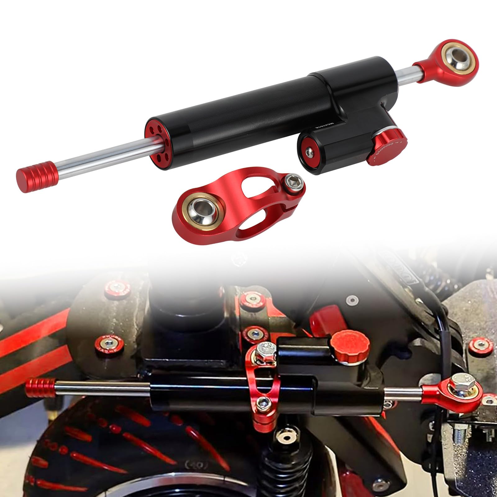 Amortiguador Dirección Patinete Eléctrico Universal para Skycore for JGH Patinete Eléctrico E-Scooter Rojo