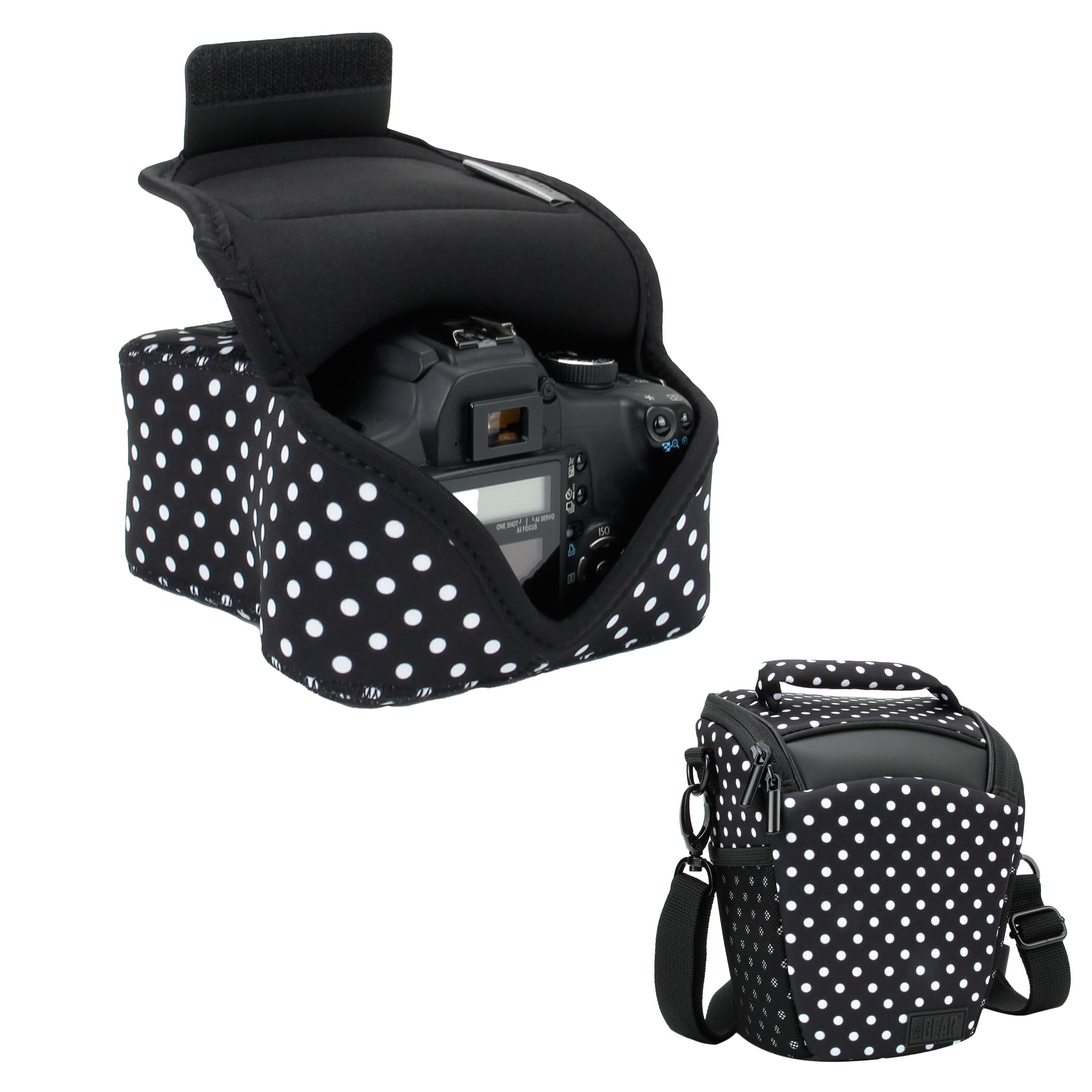 USA Gear Custodia per fotocamera (A Pois) + Custodia per Fotocamera a Caricamento dall'alto (A Pois) - Bundle