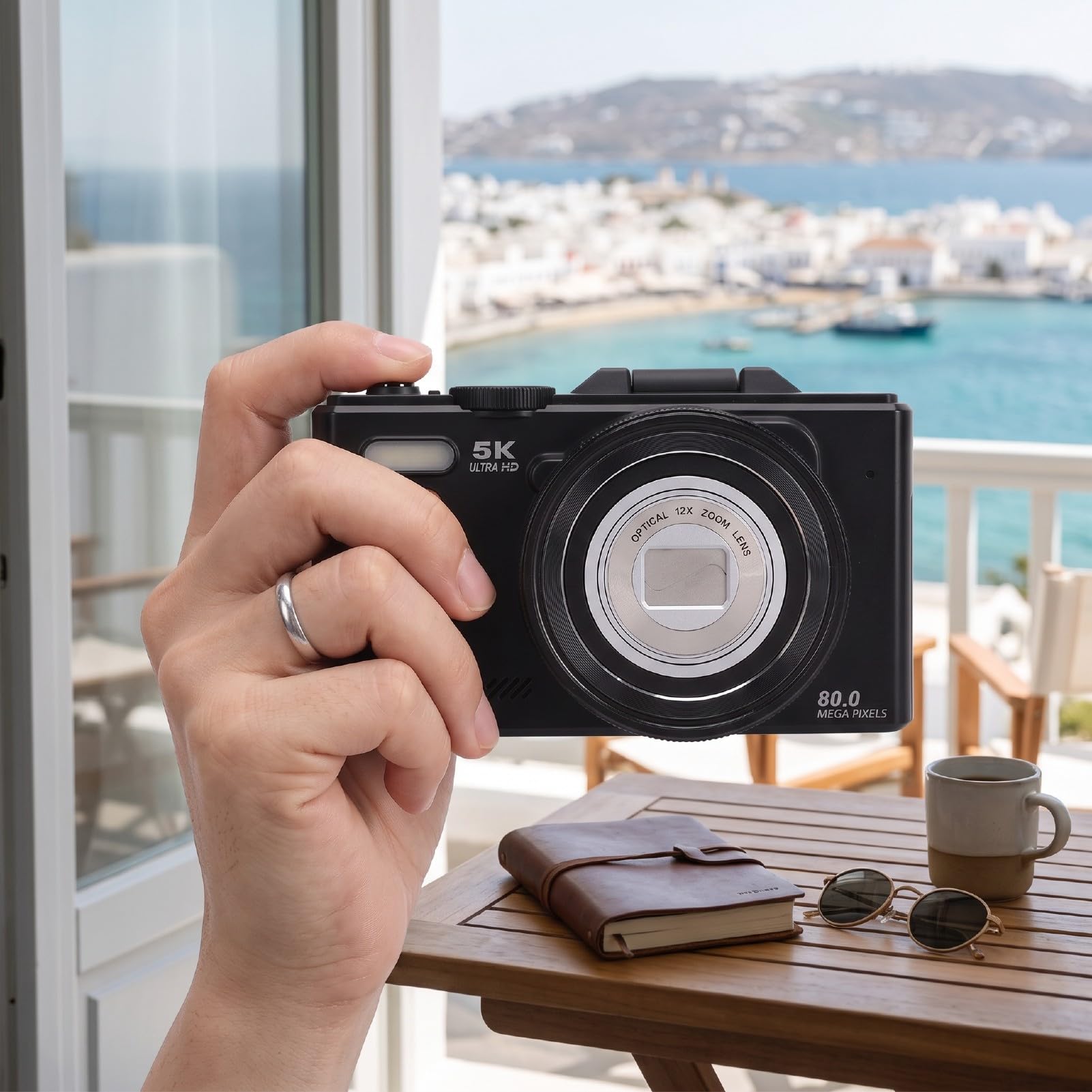 XUMIUZIY Fotocamera Digitale 5K, WiFi Zoom Ottico 12X Messa a Fuoco Automatica per la Fotografia di Viaggio