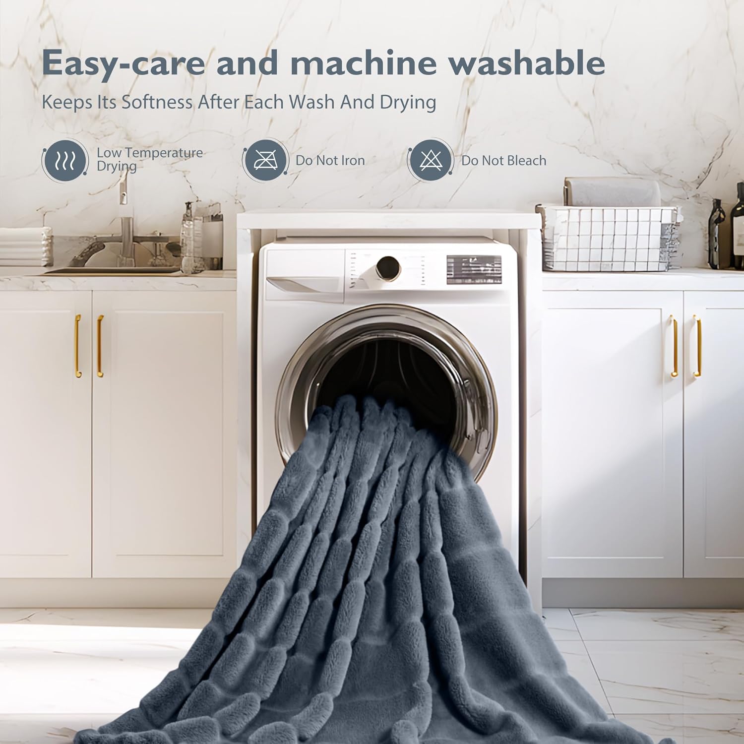 ALPHA HOME Luxury Faux Rabbit Fur Throw Blanket for Couch Bed, Cozy Gifts for Women Christmas, Ideal for Home Decor and Chilly Nights - Image 5