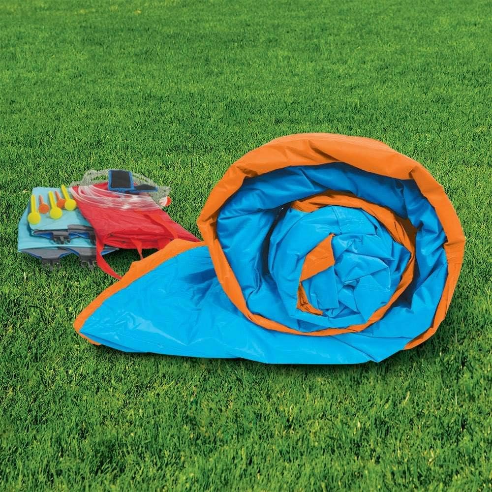 Banzai Twin Falls Lagoon, Length: 16 ft 8 in, Width: 11 ft 10 in, Height: 8 ft 4 in, Inflatable Outdoor Backyard Water Slide Splash Toy