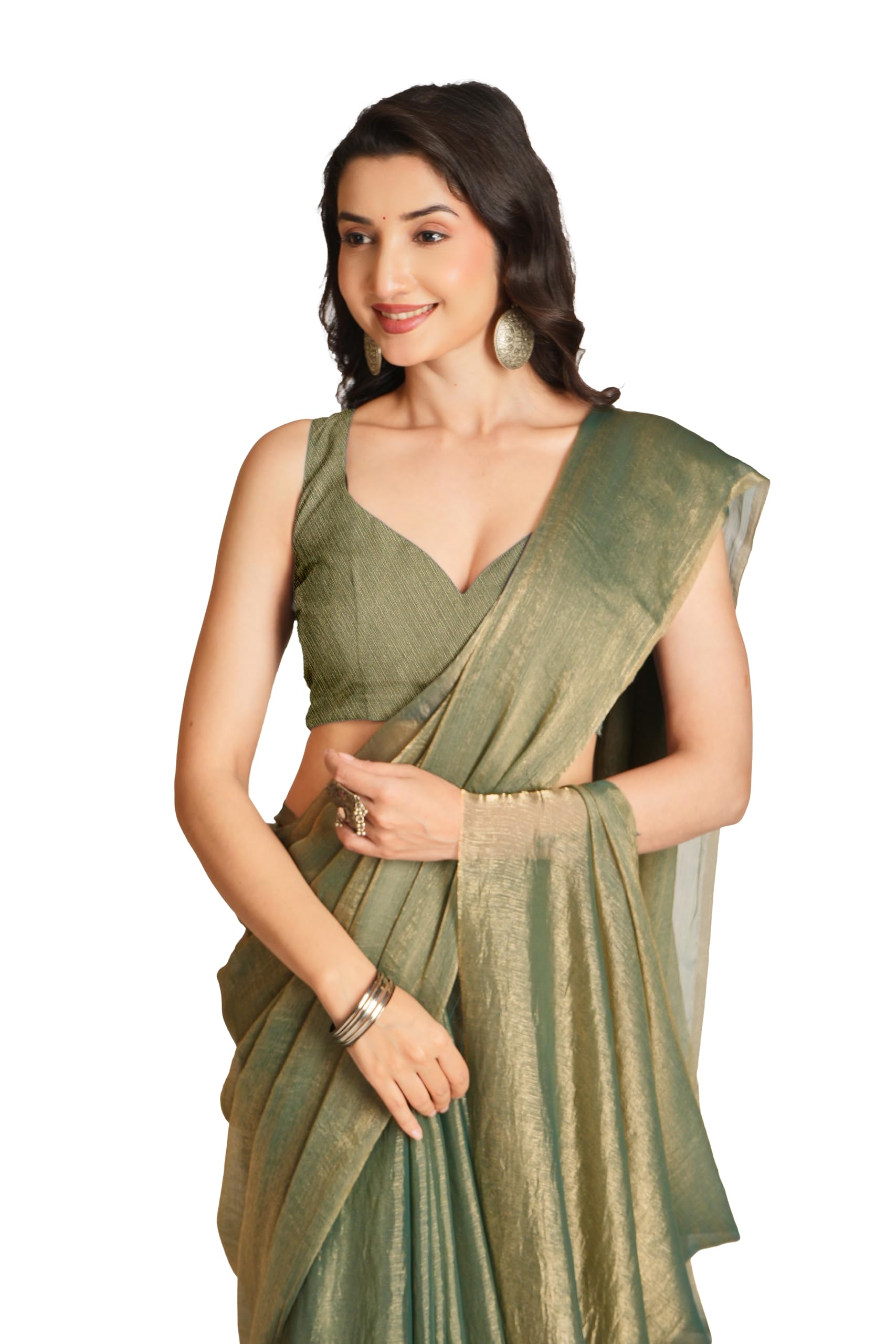 SAJJAN Women's Sea Green Chiffon Saree With Unstitched Blouse Piece | Lightweight Two Tone | Party .Wear Saree for Wedding Reception Festival and Special Occasions-image-39
