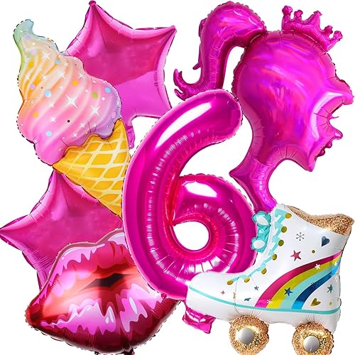 7 PCS Pink Balloon Pink Girl Balloons Hot Pink Balloon for Pink Princess Doll Theme Party Girl Birthday Baby Shower Princess Themed decorations