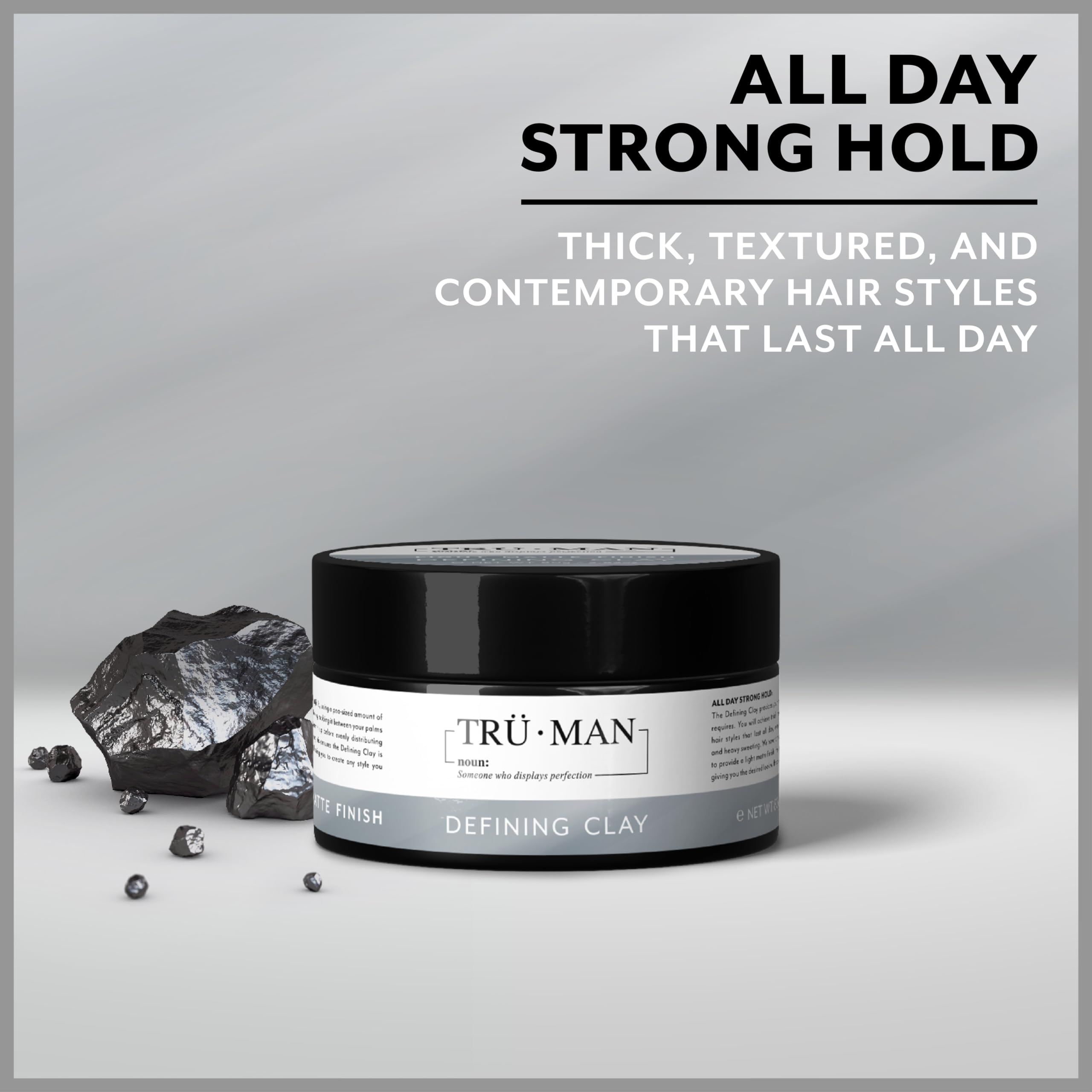 TRU•MAN Defining Clay: All-Day Strong Hold Improves Texture & Thickness, All Hairstyle Types, 80g, 2.82 Oz - Image 3