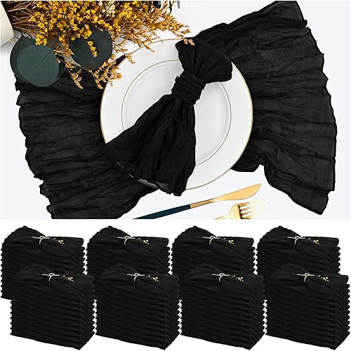 Miniatura 8 de Paquete de 42 servilletas de gasa de 20 x 20 pulgadas, servilletas de cena arrugadas color beige, servilletas bohemias rústicas de algodón suave