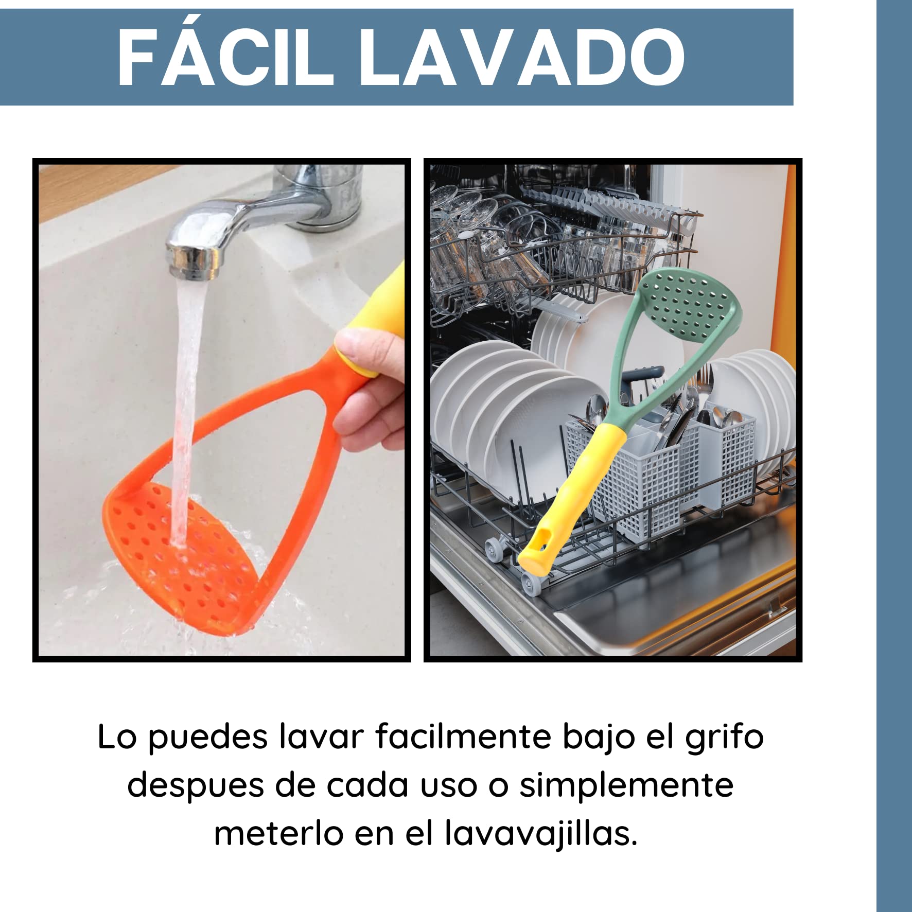 Triturador de patatas - Potato smasher - Accesorio de cocina - Pasapurés - Machacador - Prensa de polipropileno- Mango suave y agarre ergonómico - Resistente Aplastador para fruta y verduras (ROJO))