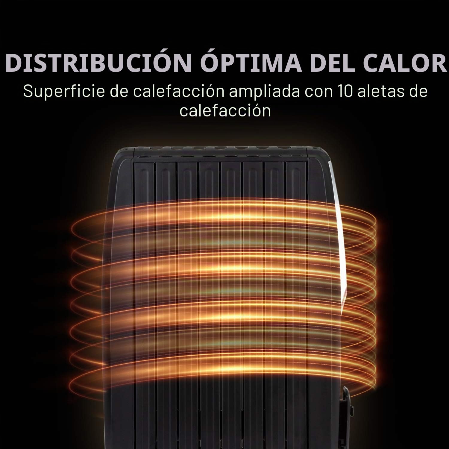 Klarstein Thermaxx Noir - Radiador de aceite de 2500W de potencia, 3 niveles, rango de temperatura: 10 – 30°C, temporizador 24h, función de encendido/apagado, tubo de calefacción doble U, negro