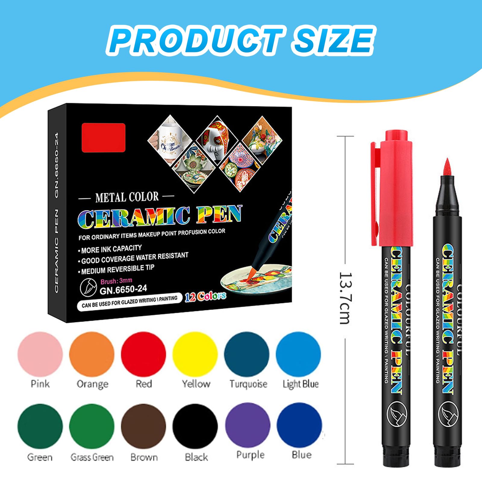 Keramik Stifte Set 12 Farben - Porzellanmalstifte Spülmaschinenfest Für DIY Projekte