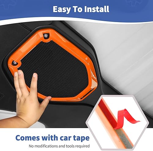 Miniatura 5 de RT-TCZ Para Wrangler JL Cubierta Del Altavoz De Techo Superior Trim Naranja Para Jeep Wrangler JL JLU Gladiator JT 2018-2023 Naranja Accesorios