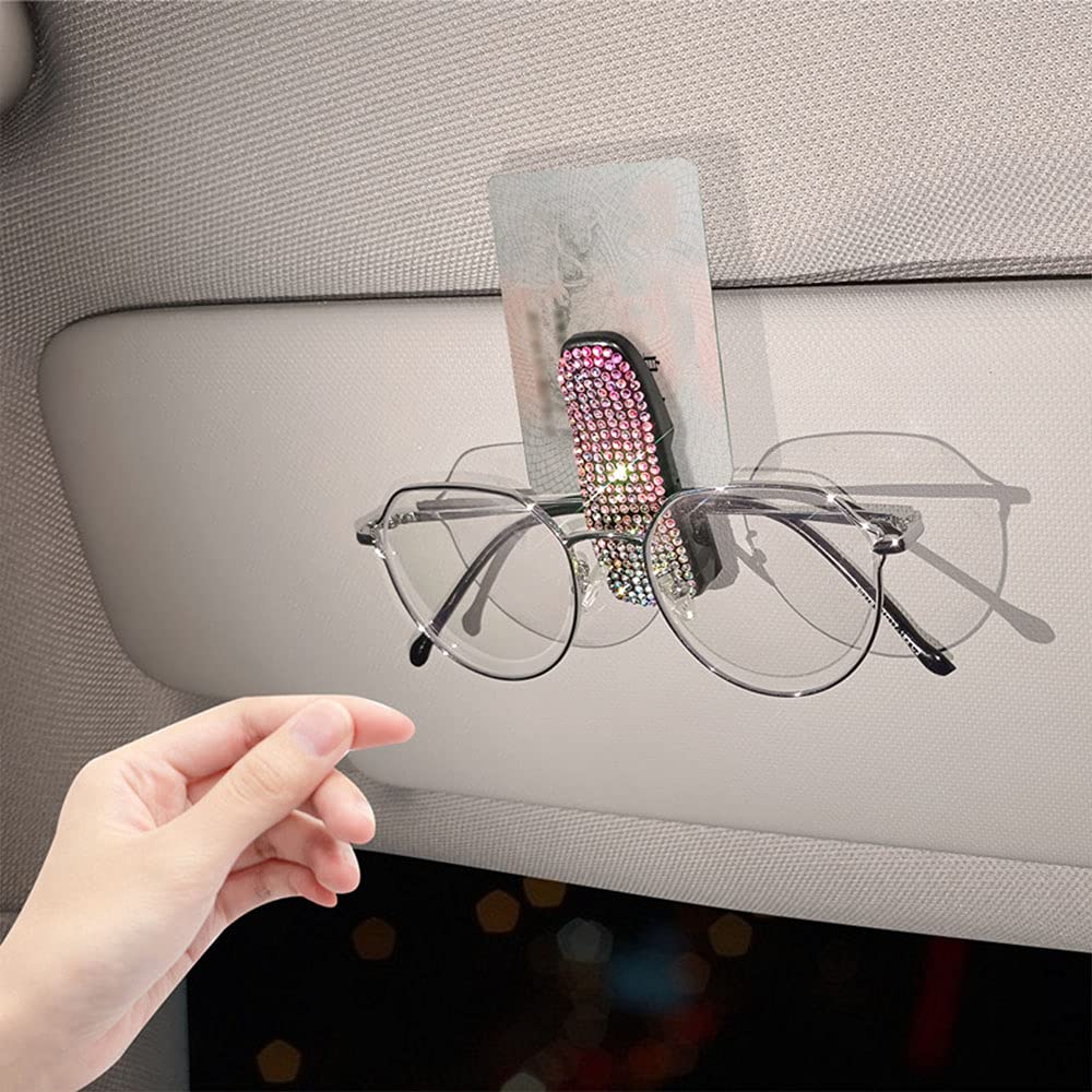 Clip per occhiali da sole con strass di cristallo, universale