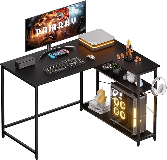 Escritorio en L 109cm de ancho - estantería lateral 78cm profundo