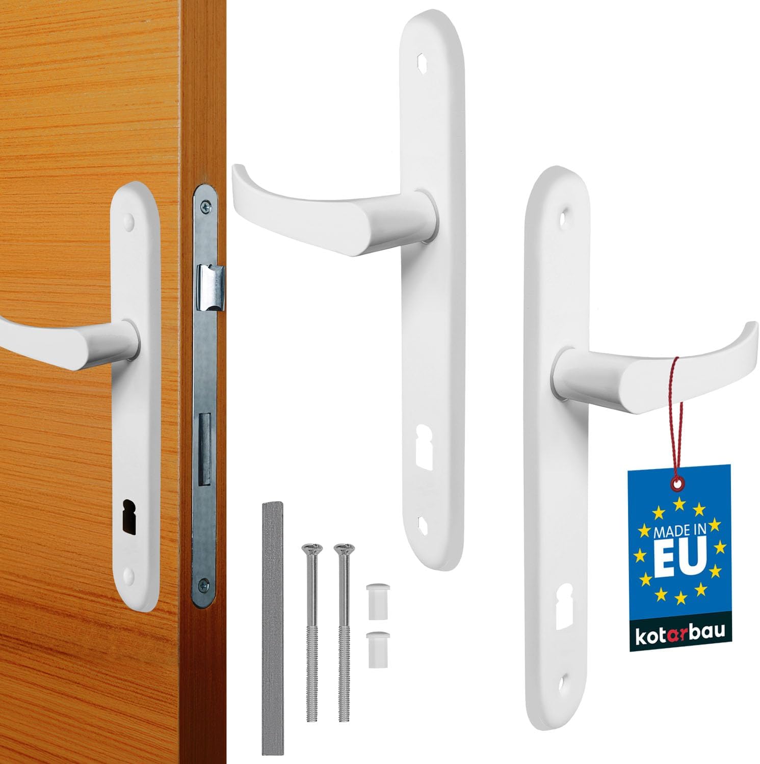 KOTARBAU Door Handle 72 mm Left Right Deadlock 5 Colour Door Fitting Door Handle Handle Set Room Door Long Plate Aluminium