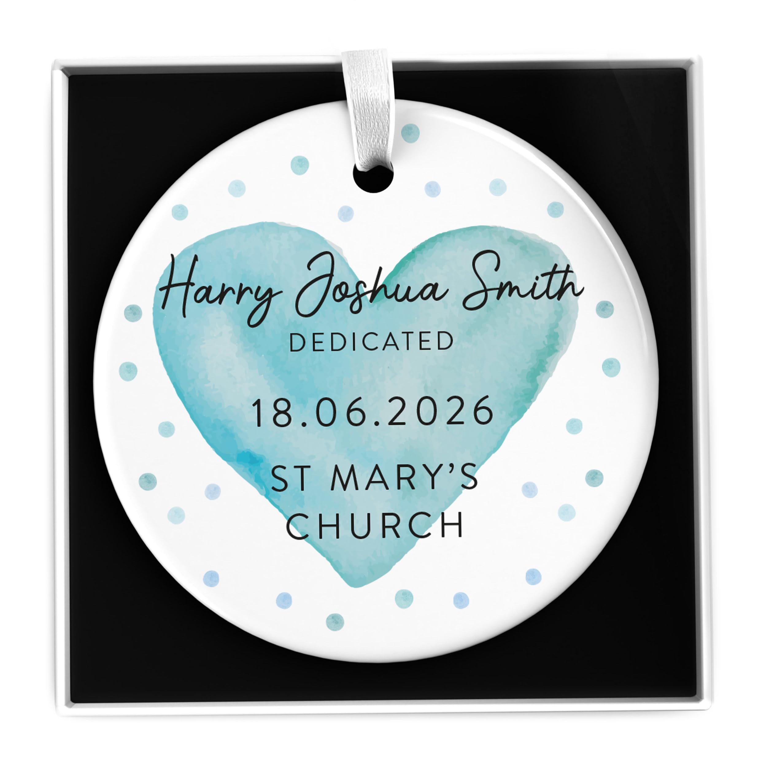 Beecreative Dedication Gifts For Boys, Son, Grandson, Nephew Personalised - Dedication Day Keepsake - Dedicated Gift - Ceramic Ornament With Gift Box