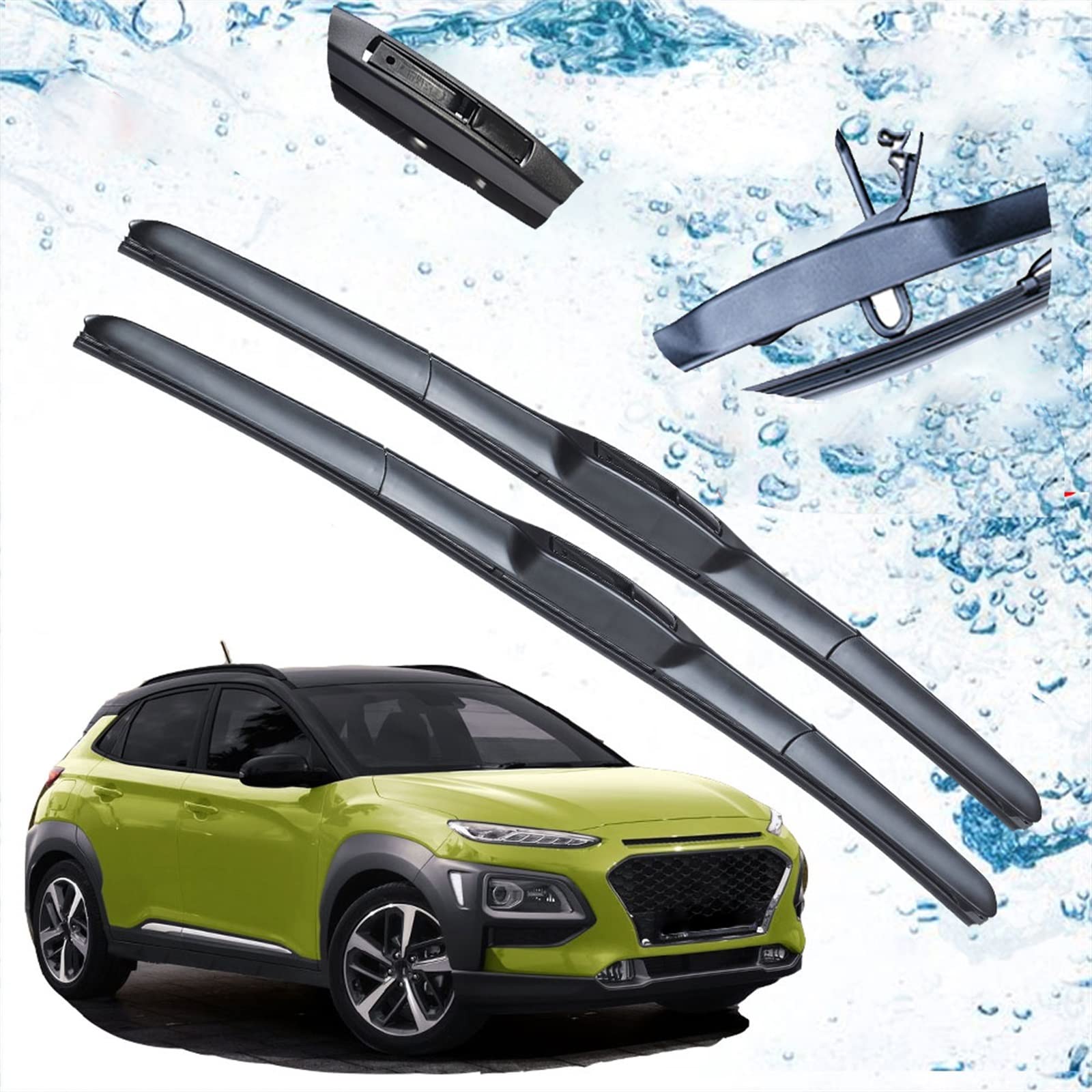 Essuie-Glace Avant pour Hyundai Kona Kauai 2017-2021 | Balais de Voiture Crochet U J