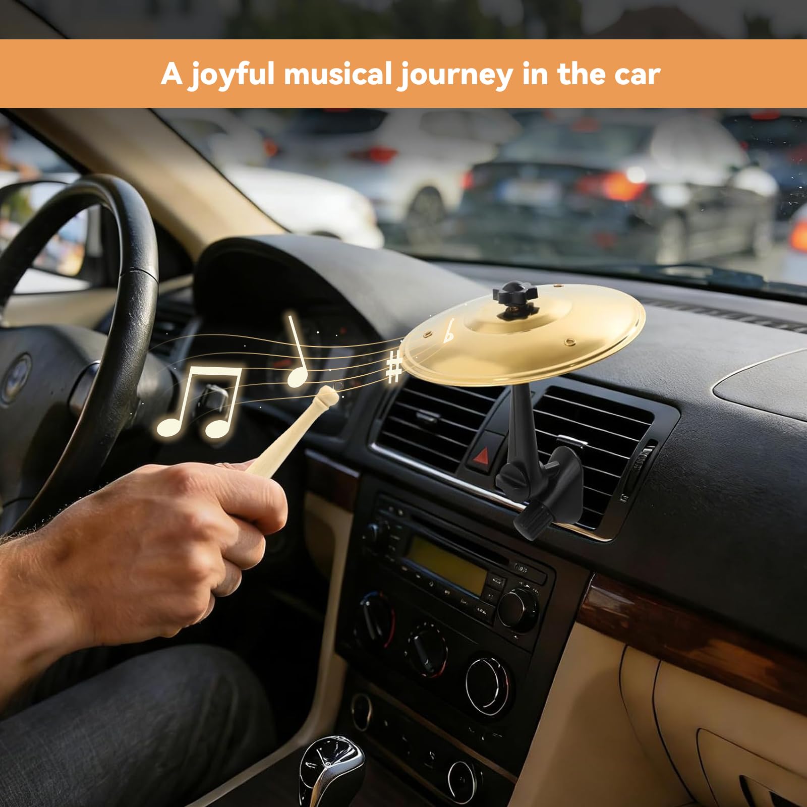 Mini Cymbale de Voiture, Car Crash Cymbals Air Vent, Voiture Tambour Cymbales pour les Amateurs de Musique, Installation Facile pour Tous les Types de Véhicules