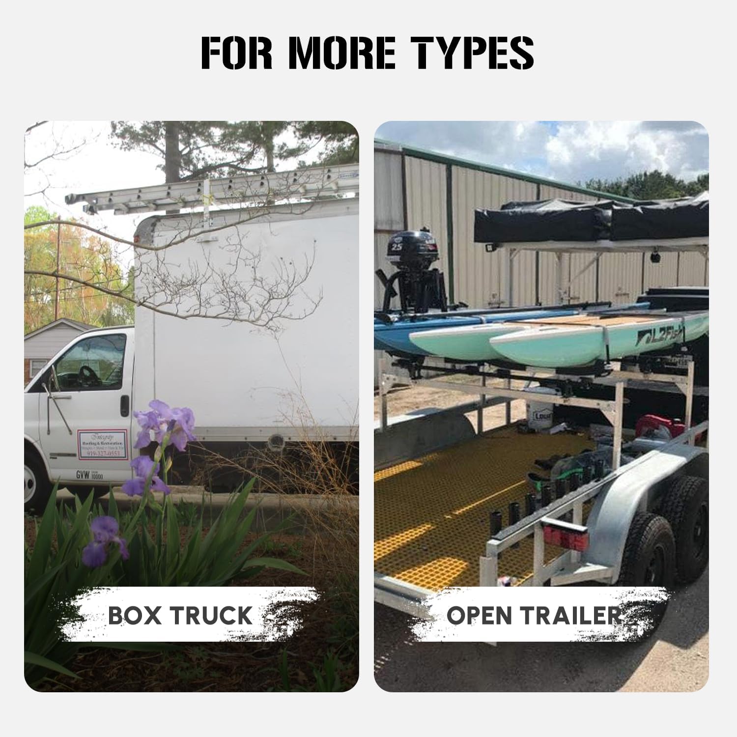 StarONE Trailer Ladder Rack, Adjustable Ladder Rack for 4' - 8.5' Enclosed & Open Trailers, 400 lbs Capacity for Ladder/Lumber/Kayak/Solar Panel, Aluminum