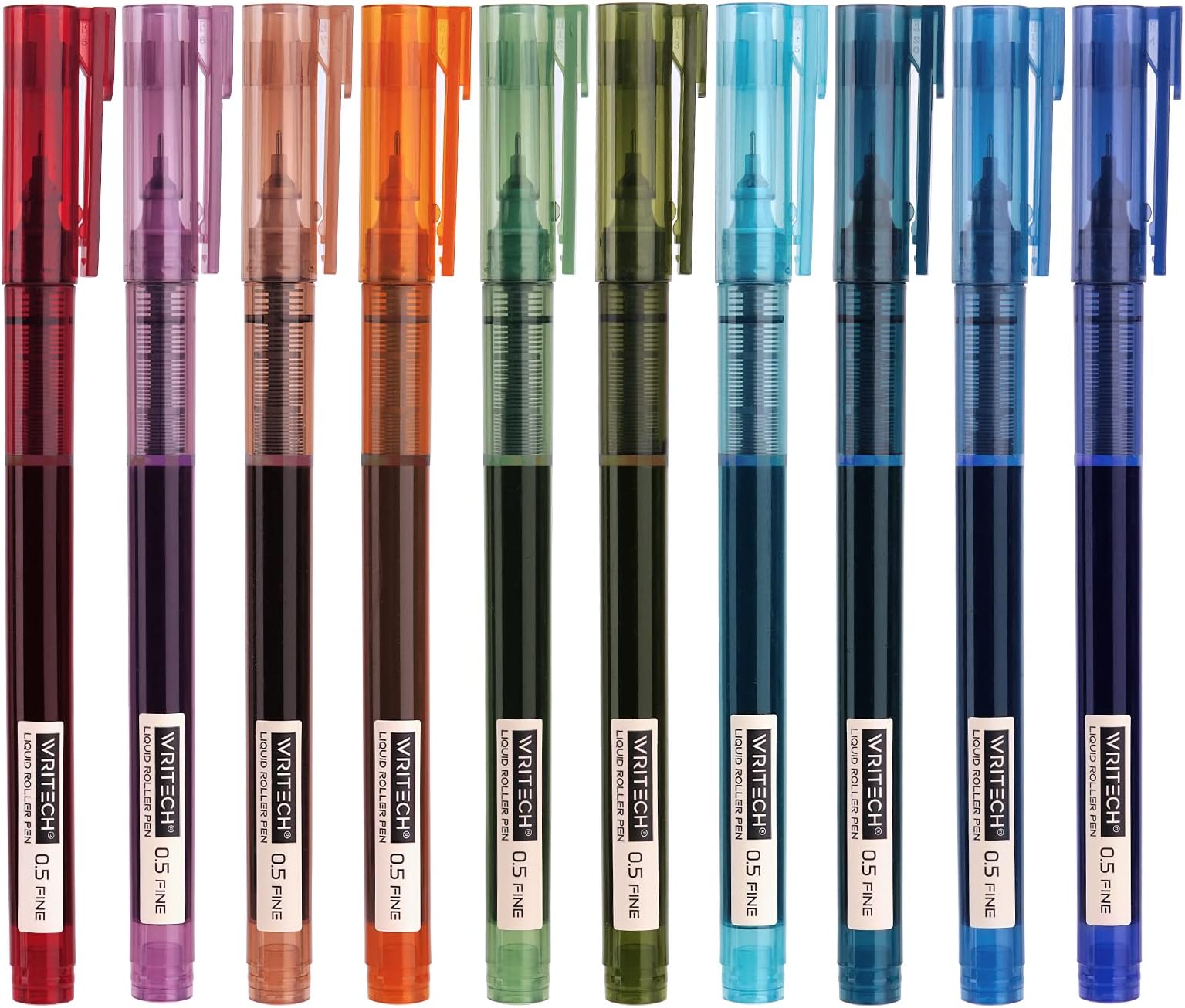 Rolling Ball Pens Quick Dry Ink 0.5 Mm Extra Fine Point Pens 10 Pcs Liquid Ink Pen Rollerball Pens Vintage Color, Ink Black